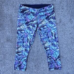 Lululemon Run: Top Speed Crop Iridescent Multi Color Leggings Yoga Pants Size 10